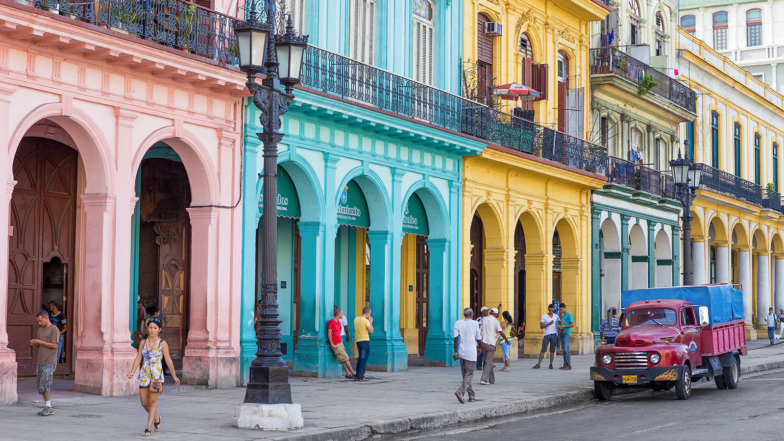 HAVANA-JUNE 21:Typical street scene with people and colorful buildings on June 21, 2013 in Havana.With over 2 million inhabitants Havana is the capital of Cuba and the largest city in the Caribbean; Shutterstock ID 143563039; PO: New Kids Website