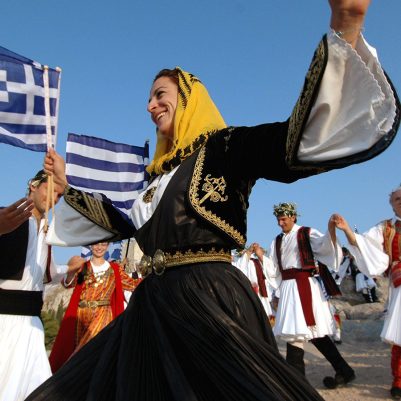 Ceremony inspired by the artist DimitrisTalaganis. Traditional musicians and dancers perform around historical places.
Athens, Attica, Greece
©Maro Kouri/IML Image Group
