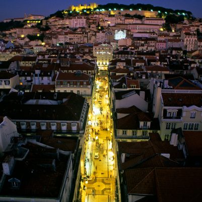 Baixa district; PORTUGAL; view from Mirador de Santa Justa